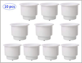Sa-y022-i2916 10 Pcs White Car Insert Drink Bottle Holder Boat Rv Plastic Cup Holders 3-1/2inch H