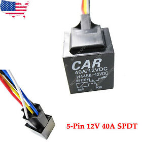 Ec17 1x 5-pin 12v 40a Spdt Relay Socket Wire For Car Fog Light Daytime Running Lamps