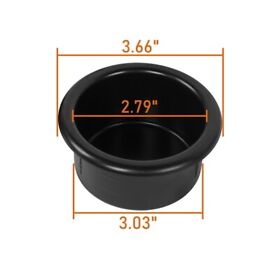 Qt.e151 2 Pcs Large Jumbo Cup Holders Black Plastic 3.66inch Boat Rv Car Truck Insert