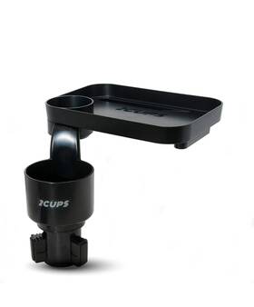 Tcu-003 2cups Multiple Car Cup Holder And Attachable Rectangle Tray Black