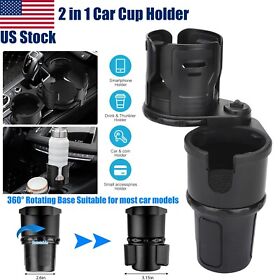 2in1 Car Cup Holder Extender Adapter Auto 360 Rotating Drink Rack Universal Fit