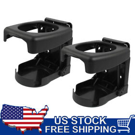 2pcs Black Plastic Folding Car Truck Drink Cup Can Bottle Holder Stand Universal