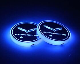 2pcs Fit Chevr Corvette Car Cup Holder Lights Usb Charging Up The Coaster