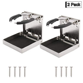 Cuh-1125-2er 2pcs Stainless Steel Adjustable Folding Cup Drink Holder For Marine Boat Caravan