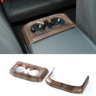 Tesin20220622015 2pcs Wood Grain Rear Water Cup Holder Panel Trim Cover Frame For Ford F150 2021