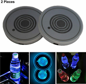 2x Usb Cup Pad Car Accessories Led Light Cover Interior Decoration 7 Color