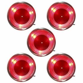 Yi-0051-rd05 5 Pcs 3 Red Led Light Stainless Steel Cup Drink Holder Marine Boat Rv Camper