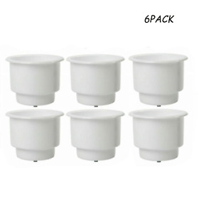 Yi-0335-wt06 6 Pack Plastic Cup Drink Can Holder With Drain White Marine Rv Car Pontoon Boat