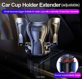 Rk235526 A.b.s. Durable Abs Car Cup Holder Expander Adapter - Fits Bottles And Mugs Up To 5.51 Inch Di