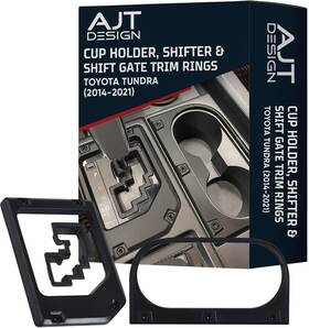 Ajt Designs 854001071145 Cup Holder Gear Shifter And Shift Gate Trim Rings For Toyota Tundra 2014-2021