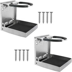 Dholder-fold-02 Amarine Made 4 Inch X 3.7 Stainless Steel Folding Drink Cup Holder For Marine Boat Car 2 Pack