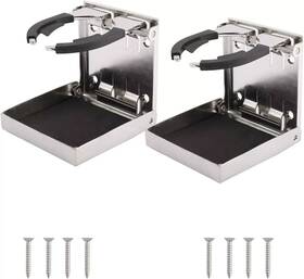 X0017ykmt3 Amarine Made 2 Pack Stainless Steel Folding Drink Holder Cup Bottle Marine Boat Car Rv
