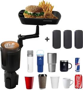 002-cch3 American Hawks Multifunctional Car Cup Holder Tray For Food Eating Clear