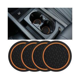 Anftdco Anftdco-auto5 4pcs Car Cup Holder Coasters Non-slip Dustproof Black/orange