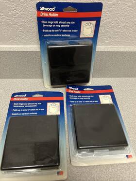 Holder2445-6 Attwood 2445-6 Lot Of 3 - Atwood Dual Ring Drink Black Boat Marine Auto