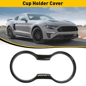 Bjzsk-mustang-15-22txw Auxito New Cup Holder Cover For Ford 2015-22 Mustang Carbon Interior Fiber Trim Molding
