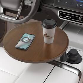 Axvlu Walnut-01 Car Desk Laptop Tray 360 Rotating Wood Cup Holder Steering Wheel F150 Table Ford