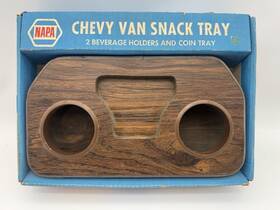 745-3100 Balkamp Nos Napa Chevy Van Snack Tray Woodgrain Cup Coin Holder 70s 80s