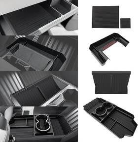 Be-tc-ltc1 Bestevmod Floor Console And Cup Holder Organizer Mats For Tesla Cybertruck 2024 Set Of 2