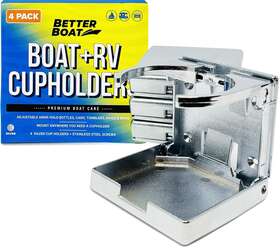 Better Boat 850033414776 Cup Holder Silver Set Of 4 Folding Holders For Rv