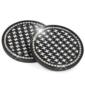 Cbac5332 Car Cup Coasters Auto Truck Van Suv Accessories Multi Use Houndstooth Bling