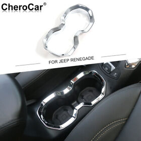 Cherocar20220928a50 Chrome Front Water Cup Holder Trim Cover For Jeep Renegade 2016-22 Accessories