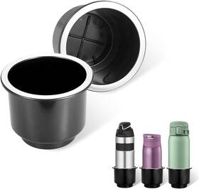 All8089 Dawfall 2 Pcs Car Embedded Cup Holder 4.3 Inch X 3.6 3.3 Black And Silver