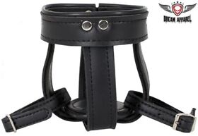 Ac131 Dream Apparel Black Adjustable Buckle Leather Straps Motorcycle Cup Holder