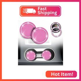 Ecocupcoblpnk2p Econour Car Cup Coasters 2 Pack With Pink Push Start Button Bling Ring 1