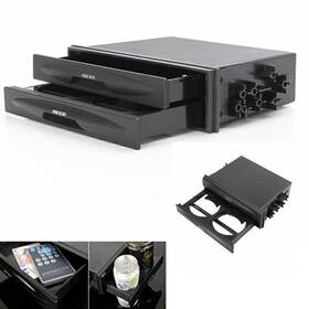 Flashbuyeasyusa 550745619291 Universal Double Din Radio Pocket Dash Storage Box Cup Drink Mount Holder