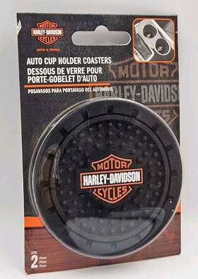 360p Harley-davidson New Pack Of 2 Black Bar And Shield Vehicle Drink Holder Coasters