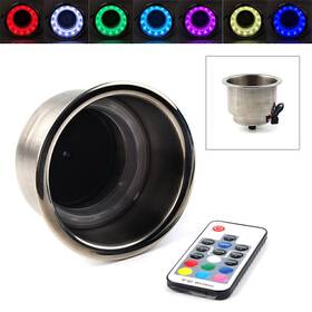 Hkseller-au 550732385468 Stainless Steel Led Rgb Drink Cup Holder Remote Control For Marine Rv Truck