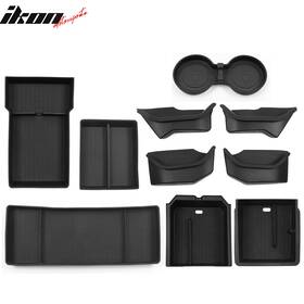 I-ogk-tsl324-1-bk Ikon Motorsports Fits 24-25 Tesla Model 3 Door Side Center Armrest Console Box Cup Holder Insert