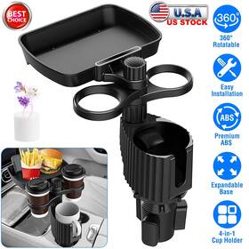 Imountek 737547591493 4-in-1 Car Cup Holder Expander Tray Food Phone Detachable 360 Rotatable