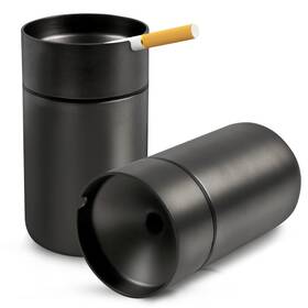Usau400-45-56 Jocha Car Ashtray Smell Proof Stainless Steel Portable One Size Black 2 Pack