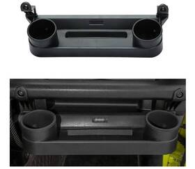X004tsqdpl Junllic Front Passenger Grab Tray Dual Cup Holder Car Storage Black Organizer