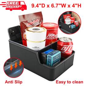 Keketuohai 614161665567 Black Car Storage Organizer Between Seats 3 Compartments Box Cup Holder