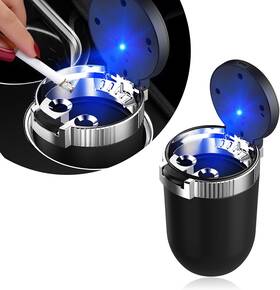 Kewucn-312al Kewucn Car Ashtray With Lid Portable And Detachable 3.04 3.91 Inches Silver