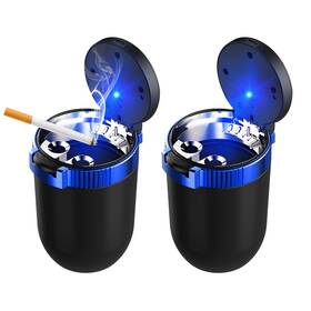 Kvaey-3509ca Kvaey Car Ashtray With Lid Mini Portable Detachable Blue 2pcs
