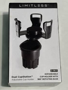 5001644963 Limitless Innovations Dual Cupstation 2-in-1 Expandable Cup Holder With 360 Rotating Base