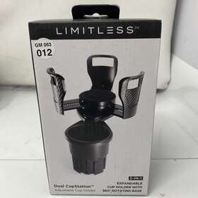 Limitless Innovations 850016449634 Dual Cupstation - 2-in-1 Expandable Cup Holder With 360 Rotating Base