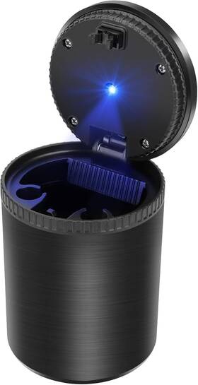 A415540-l001906480fba Linkstyle Auto Ashtray With Lid Vehicle Car Cup Holder Trash Bin Black