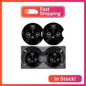 Bd-01 Lmzljz 2 Pack Car Coasters For Cup Holders Black Cat Holder 2.75 Inch Univ