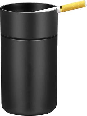 A-b-01 Lociun Portable Stainless Steel Car Ashtray - Windproof Detachable One Size Black