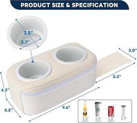 9682khaki Marinexplore Pontoon Cup Holder Boat Seat Double Drink Beige