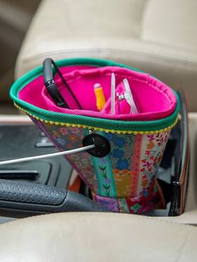 Natural Life 614390600902 Car Cup Holder Organizer In Patchwork By