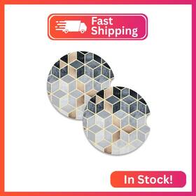 Ni-cc-rhombus-dia2.56 Nipichsha Ni-cc-rhombus-dia2.56--013 Car Coaster For Cup Holders 2 Pack Absorbent Ceramic Holder C