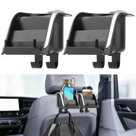 Nsioutlet 690770268511 2 Universal Car Hook Phone Cup Holder Abs Rear Seat Organiser With Charging Port