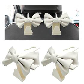 Nytkl Nytkl-5388cc 2 Pcs Car Seat Headrest Hooks Cute Bow Shaped Vehicle Backseat White
