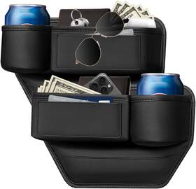 Jia-2105 Ofband 2pcs Car Seat Gap Filler Organizer With Cup Holder And Card Black